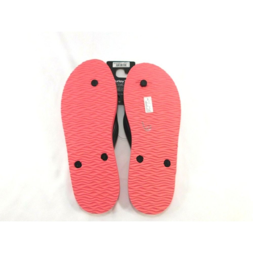 Hurley Flip Flops Thong Sandals - Pink & Black Palm Trees - HFS0005-691 Men's - Picture 3 of 4